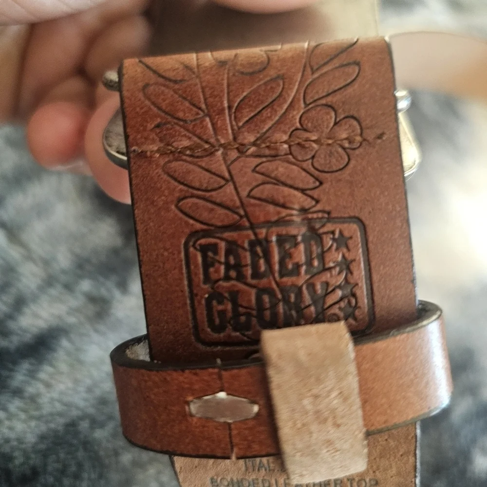 Faded Glory Metal Belt With Leather belt with Silver Studds